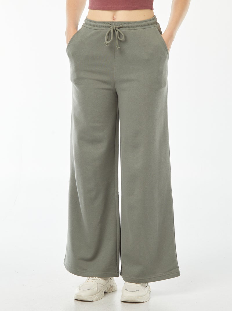 PINSPARK Joggingbroek voor dames, hoge taille, sportbroek, wijde pijpen, joggingbroek met elastische band, yogabroek, training, Kaki, L