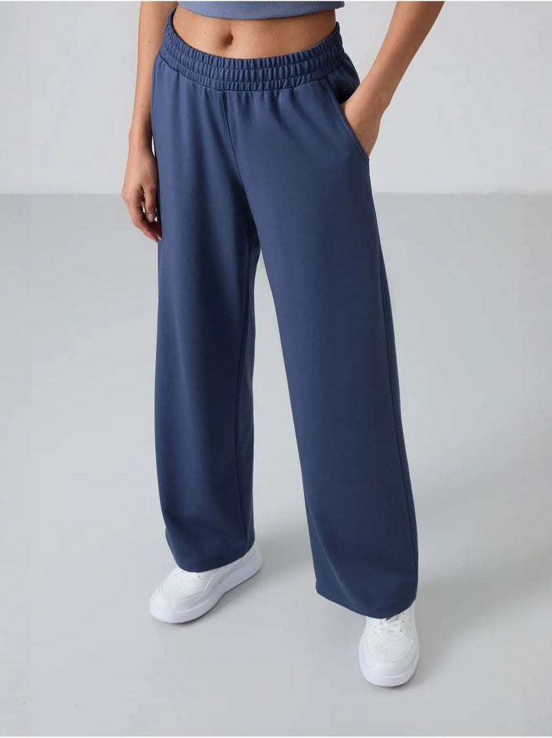 Wijde joggingbroek met hoge taille tommy Blauwgrijs - Kiabi