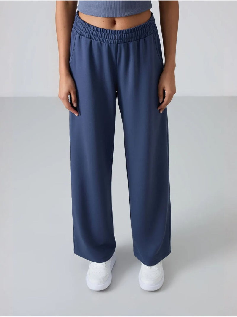 Wijde joggingbroek met hoge taille tommy Blauwgrijs - Kiabi