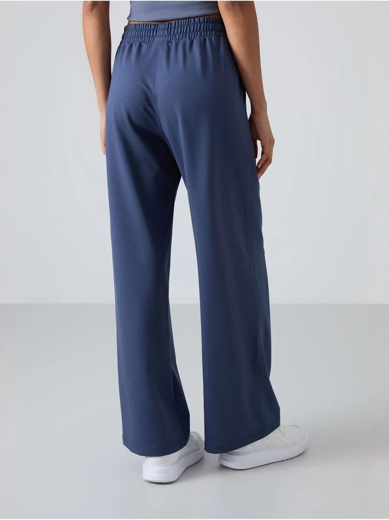 Wijde joggingbroek met hoge taille tommy Blauwgrijs - Kiabi