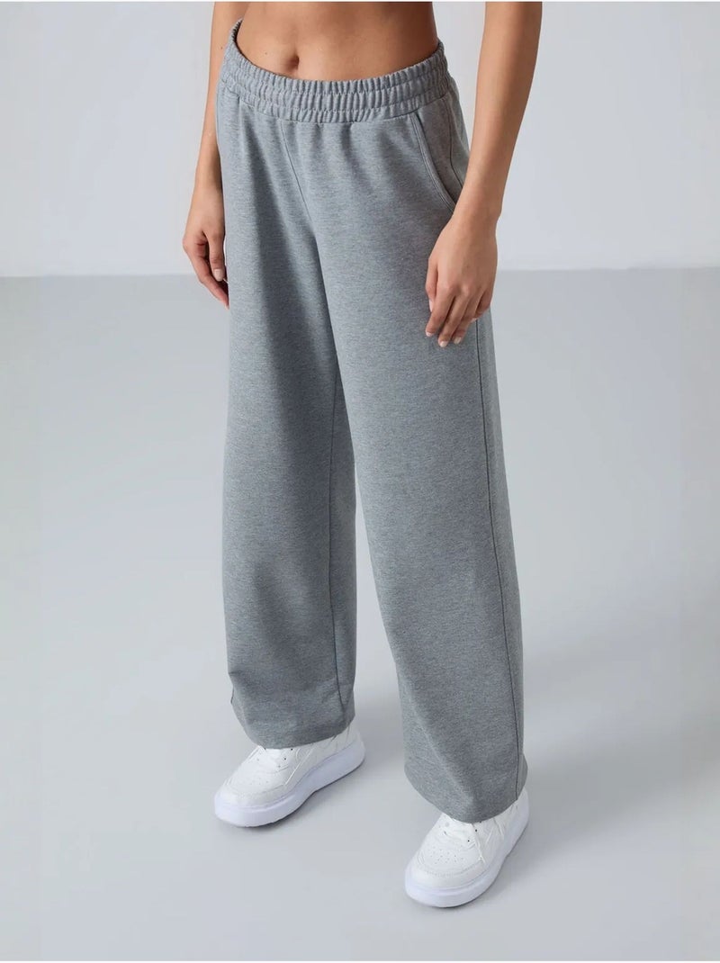 Wijde joggingbroek met hoge taille tommy Grijs - Kiabi