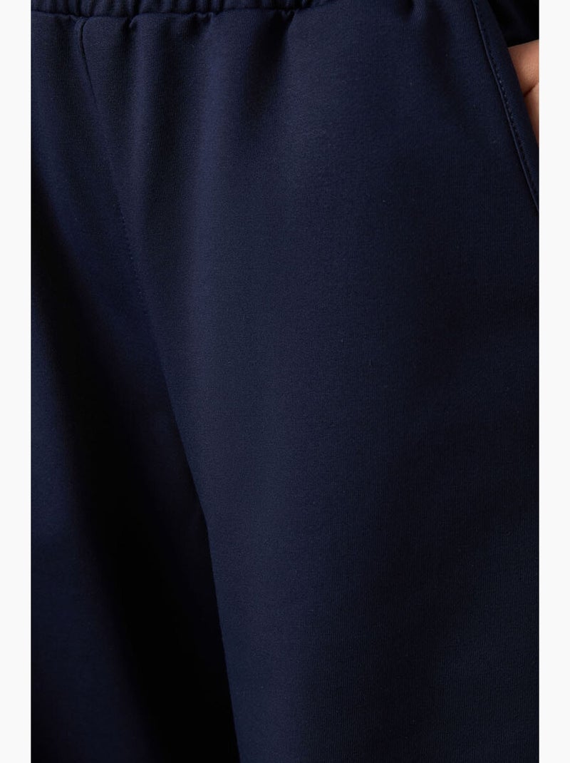 Wijde joggingbroek met hoge taille tommy Marineblauw - Kiabi