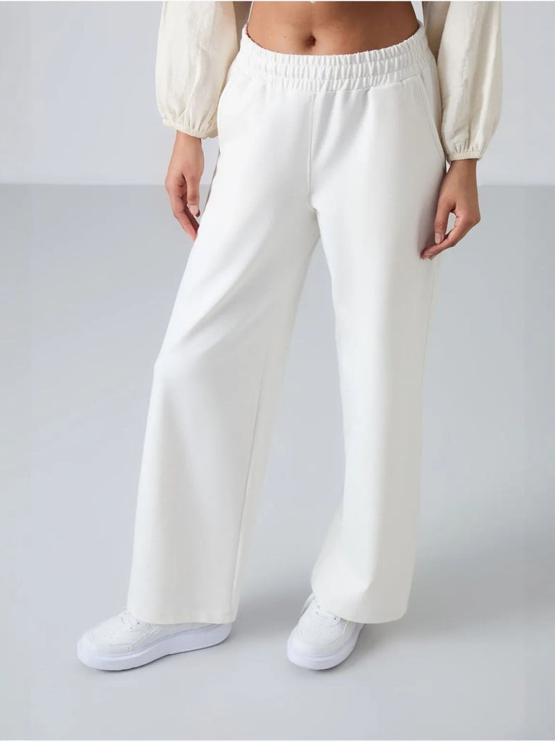 Wijde joggingbroek met hoge taille tommy Wit - Kiabi