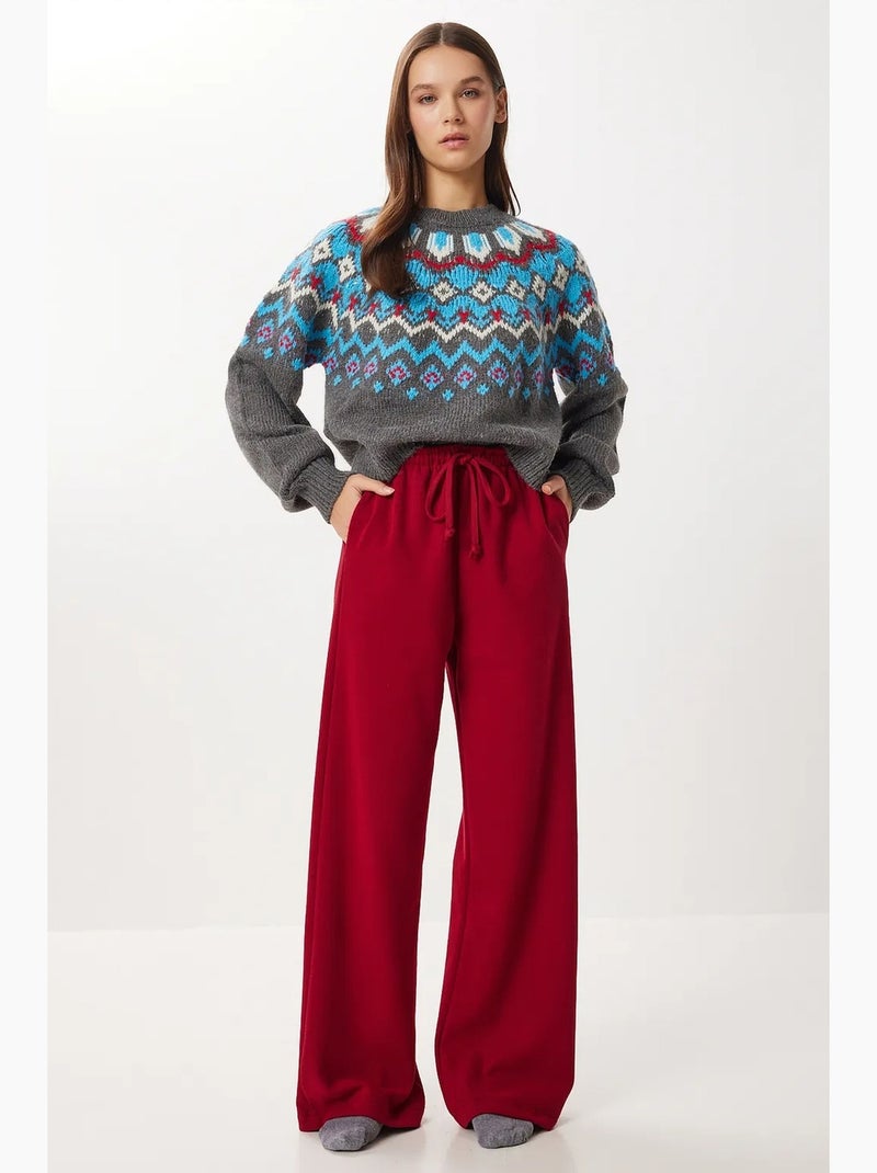 Wijde joggingbroek met trekkoordsluiting istanbul Granaatrood - Kiabi