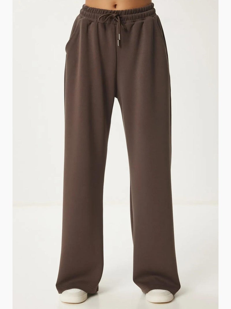 Wijde joggingbroek met trekkoordtaille istanbul Chocoladebruin - Kiabi