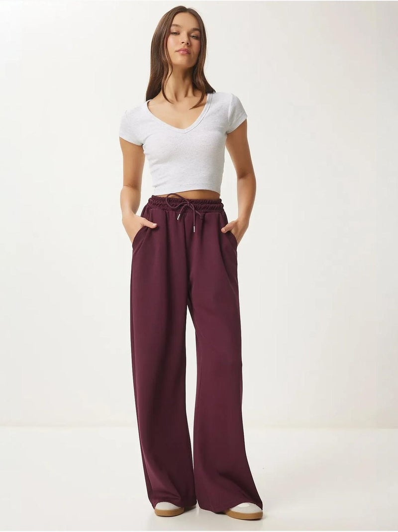 Wijde joggingbroek met trekkoordtaille istanbul Granaatrood - Kiabi