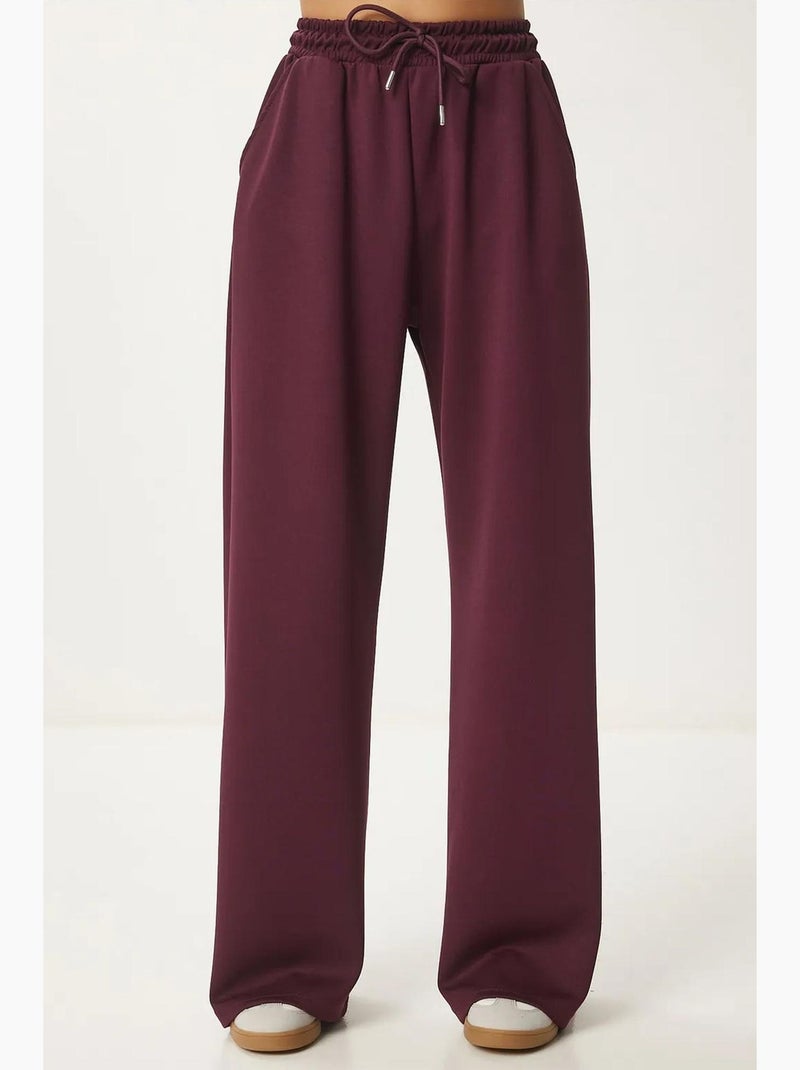 Wijde joggingbroek met trekkoordtaille istanbul Granaatrood - Kiabi