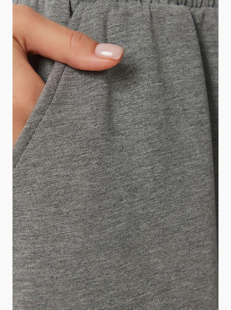 Wijde joggingbroek met trekkoordtaille istanbul Grijs Zwart - Kiabi