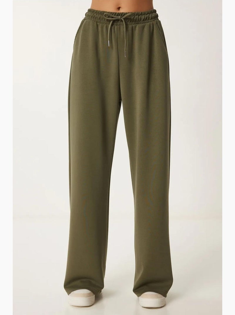 Wijde joggingbroek met trekkoordtaille istanbul Kaki - Kiabi