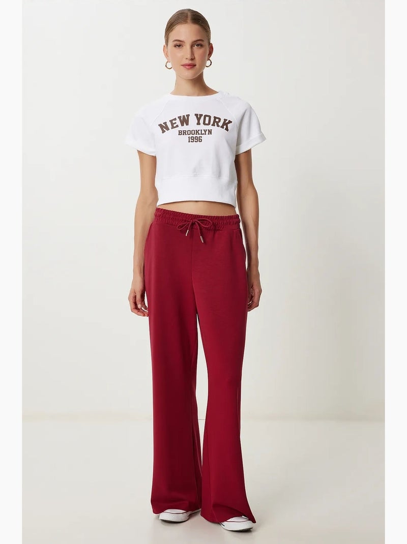 Wijde joggingbroek met trekkoordtaille istanbul Kasjmierrood - Kiabi