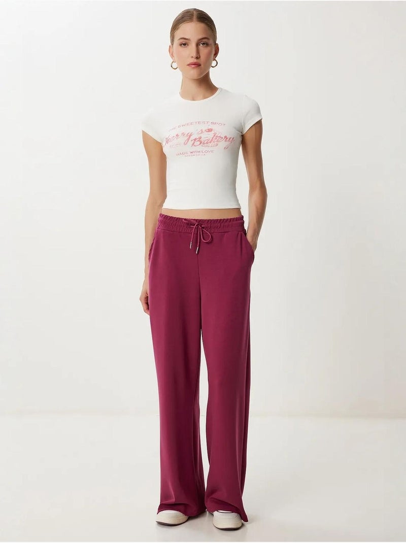Wijde joggingbroek met trekkoordtaille istanbul Magenta - Kiabi