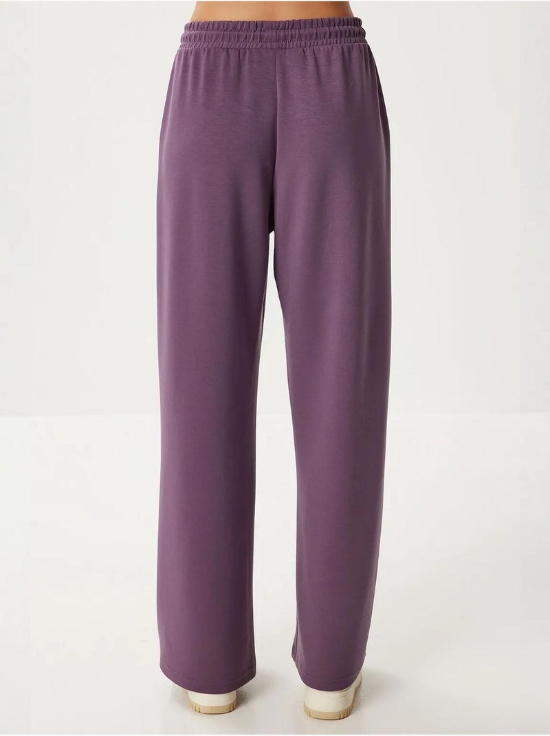 Wijde joggingbroek met trekkoordtaille istanbul Mauve - Kiabi