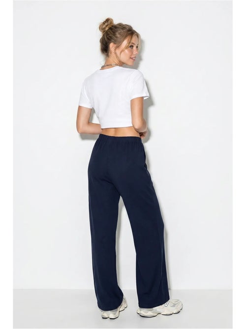 Wijde katoenen broek met trekkoord in de taille lucci - Kiabi Wijde katoenen broek met trekkoord in de taille lucci - Kiabi