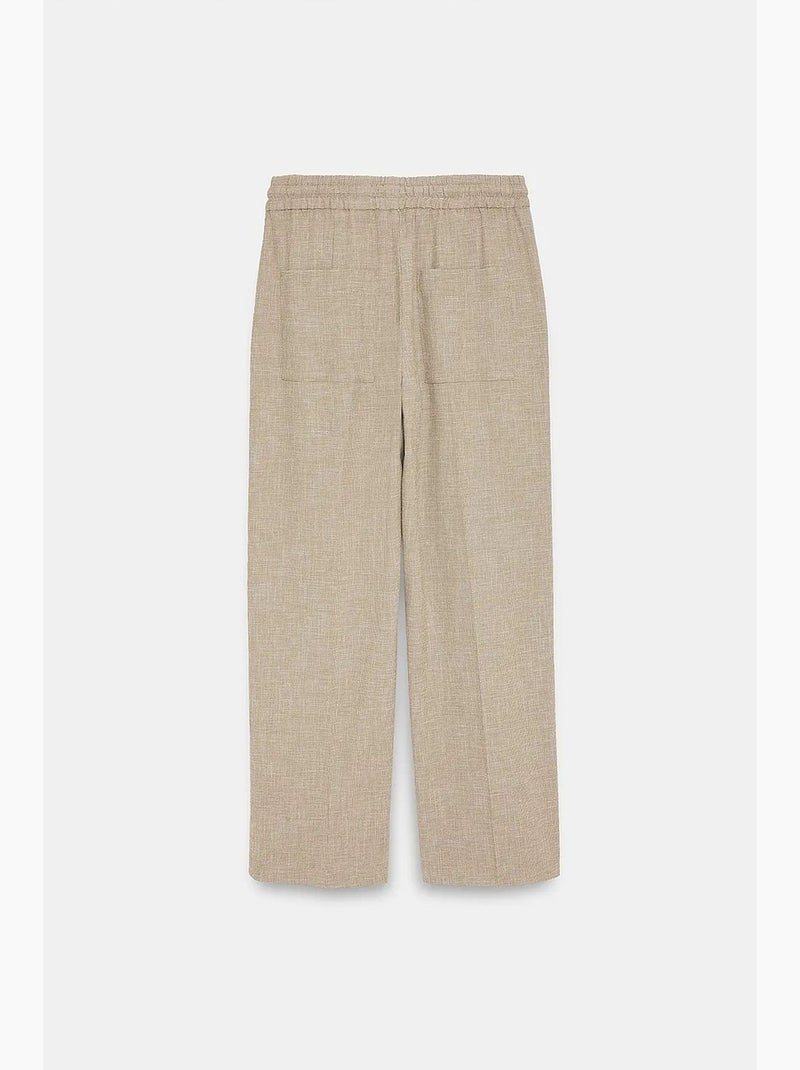 Wijde loungebroek van popeline dilvin Natuurlijk beige - Kiabi