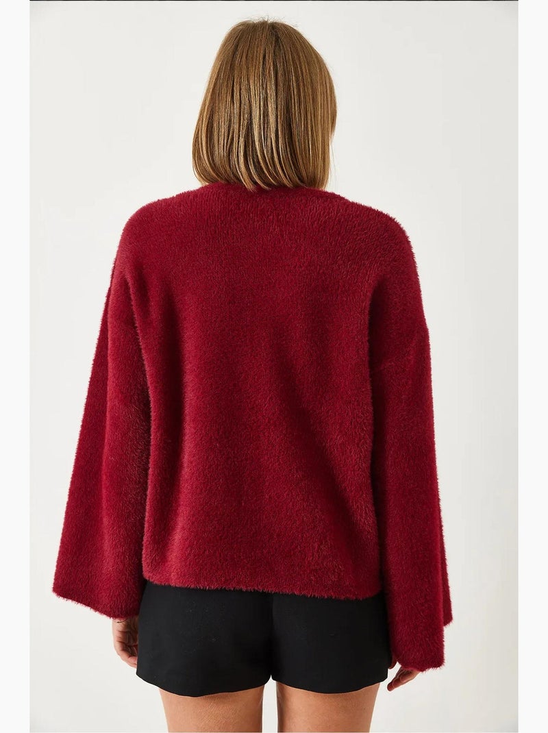 Wijde mouw fuzzy oversized zachte trui lucci Bordeauxrood - Kiabi