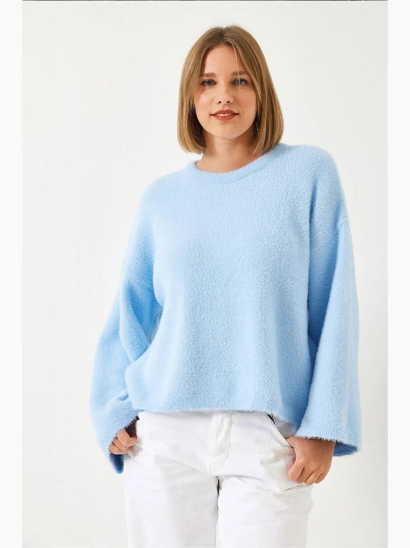 Wijde mouw fuzzy oversized zachte trui lucci Hemelsblauw - Kiabi