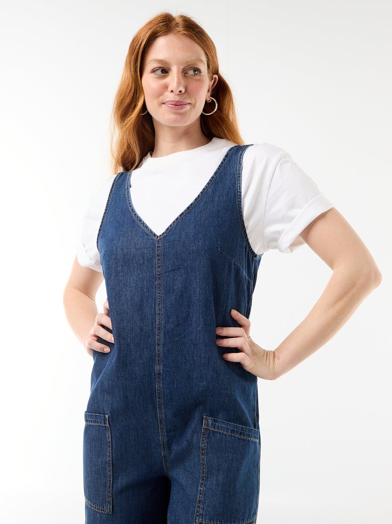 Wijde mouwloze jumpsuit Blauw - Kiabi