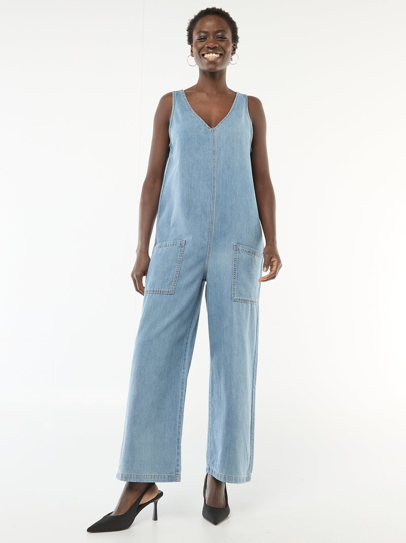 Wijde mouwloze jumpsuit Blauw - Kiabi