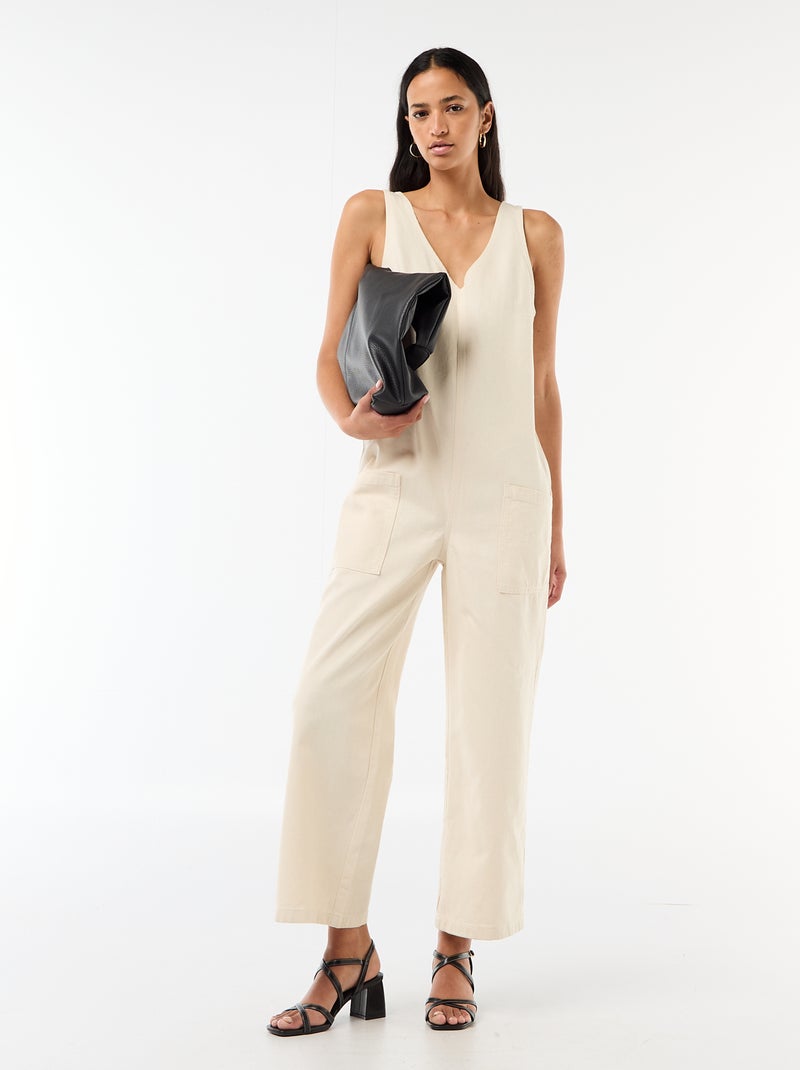 Wijde mouwloze jumpsuit Wit - Kiabi