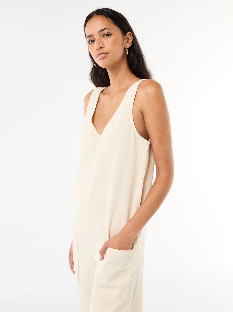 Wijde mouwloze jumpsuit Wit - Kiabi