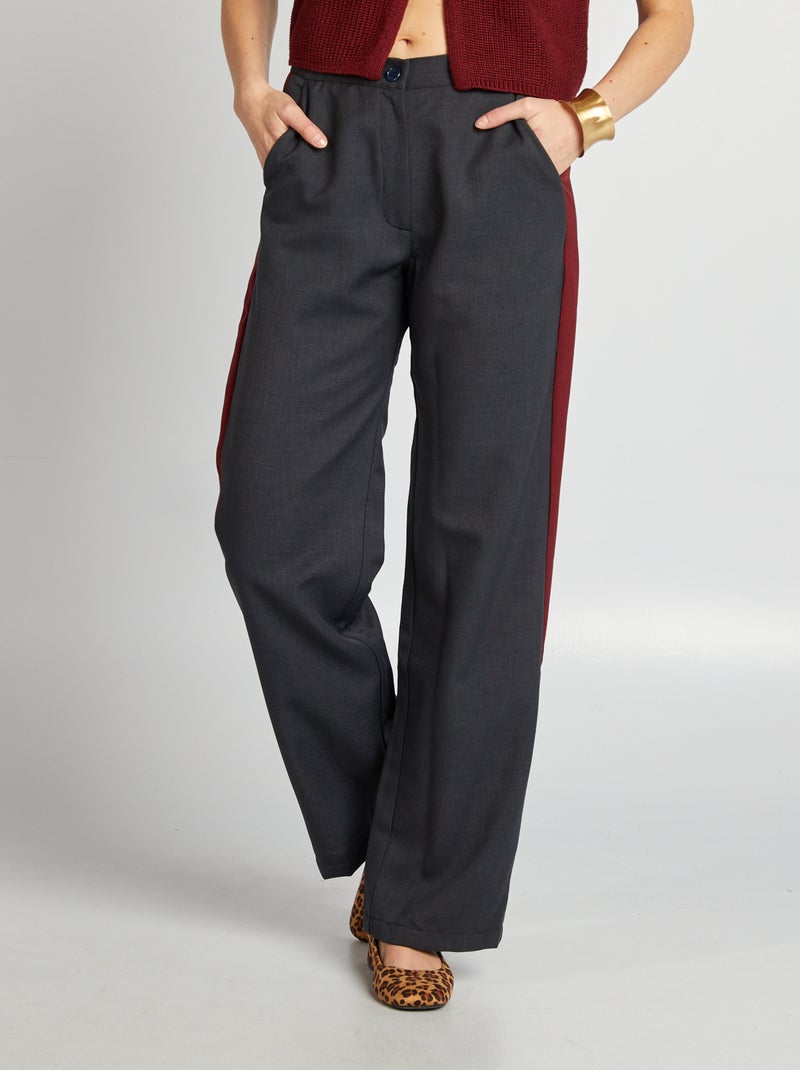 Wijde nette broek met strepen aan weerszijden BLAUW - Kiabi