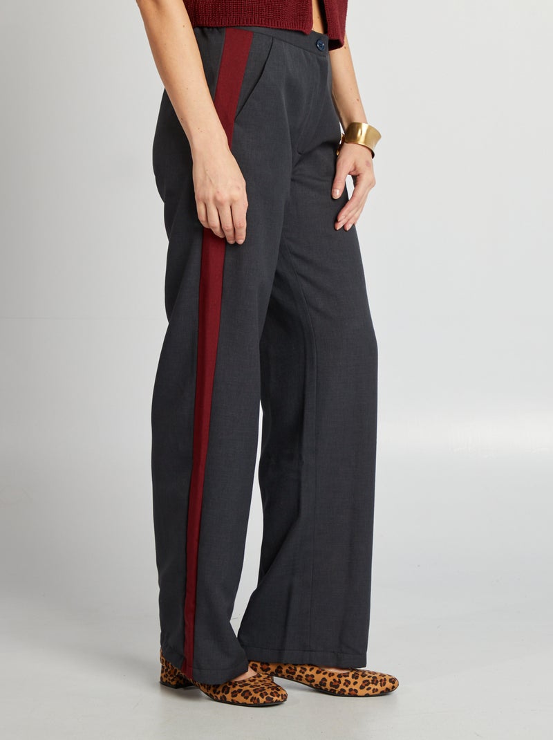 Wijde nette broek met strepen aan weerszijden BLAUW - Kiabi