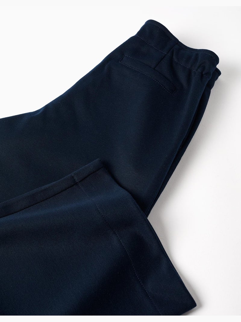 Wijde pijp broek in interlock breisel Donkerblauw - Kiabi