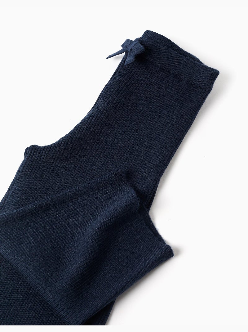 Wijde ribgebreide broek Donkerblauw - Kiabi