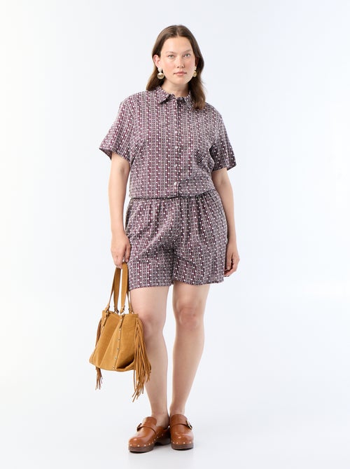 Wijde short met geborduurde prints - Kiabi