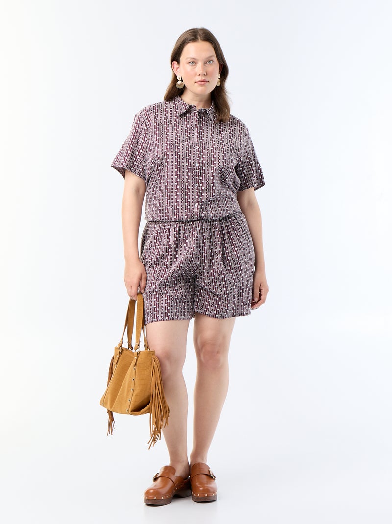Wijde short met geborduurde prints Rose - Kiabi