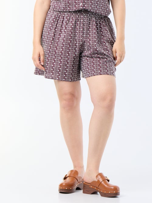 Wijde short met geborduurde prints - Kiabi