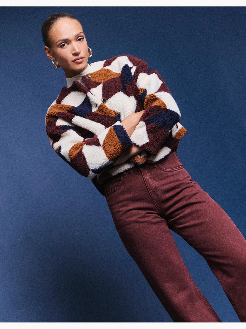 Wijde spijkerbroeken met plooien, mo fashion Rood - Kiabi