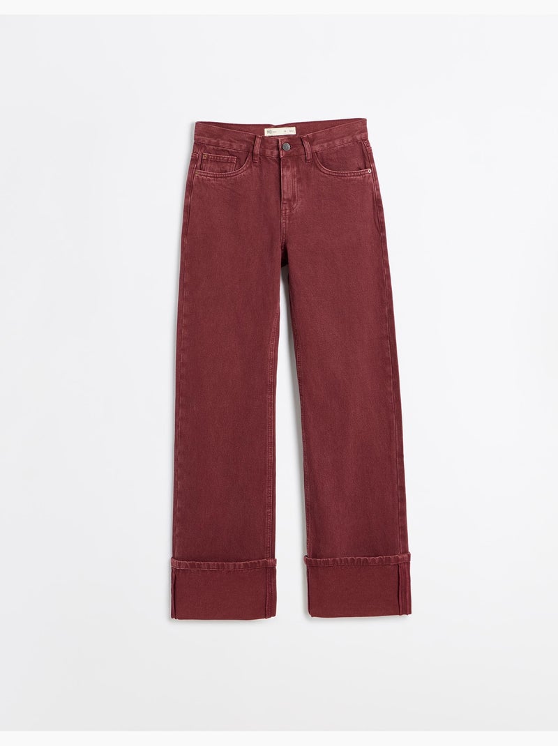 Wijde spijkerbroeken met plooien, mo fashion Rood - Kiabi