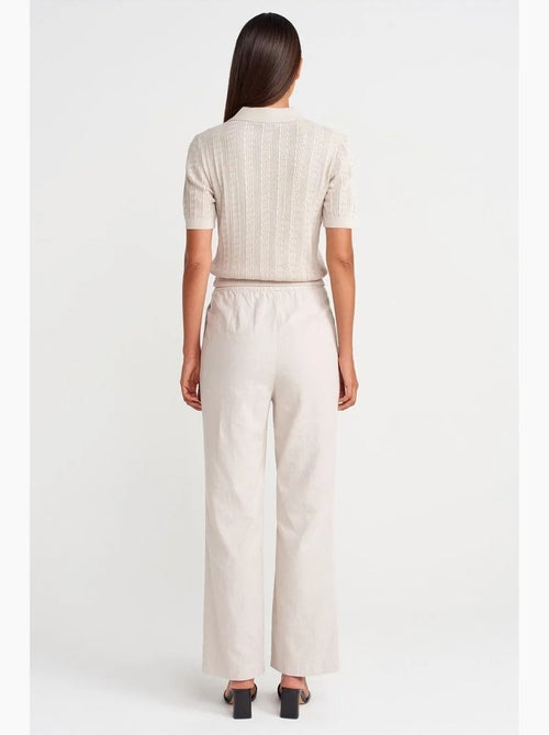 Wijde tencel broek met trekkoord in de taille dilvin - Kiabi Wijde tencel broek met trekkoord in de taille dilvin - Kiabi