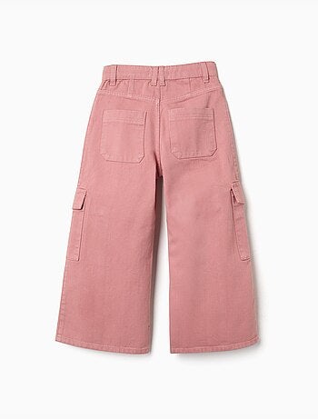 Wijde twill broek met cargozakken