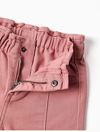Wijde twill broek met ruches