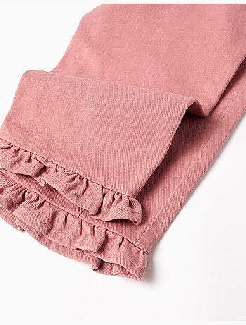 Wijde twill broek met ruches