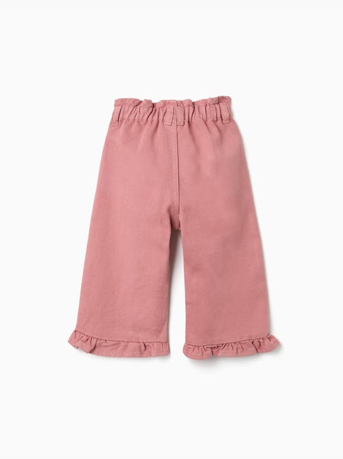 Wijde twill broek met ruches - Kiabi