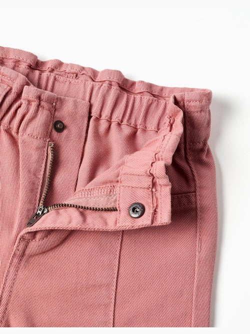 Wijde twill broek met ruches - Kiabi