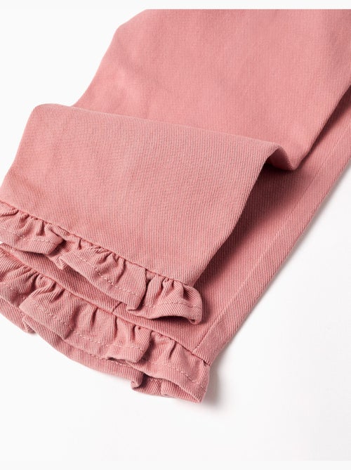 Wijde twill broek met ruches - Kiabi