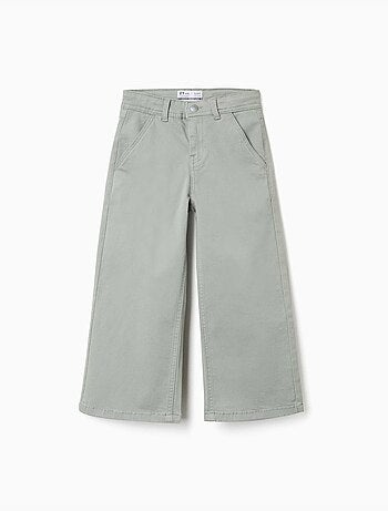 Wijde twill broek met vier zakken