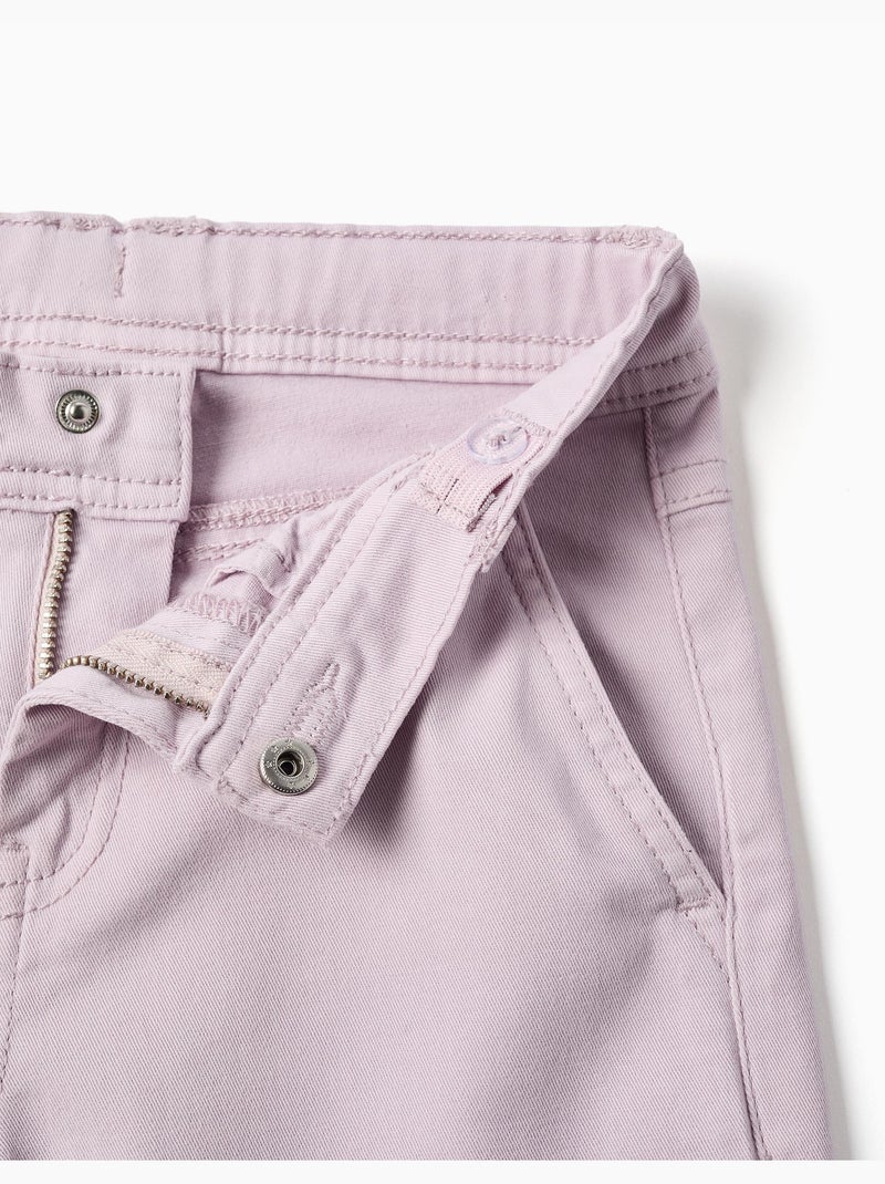 Wijde twill broek met vier zakken Lila-mauve - Kiabi
