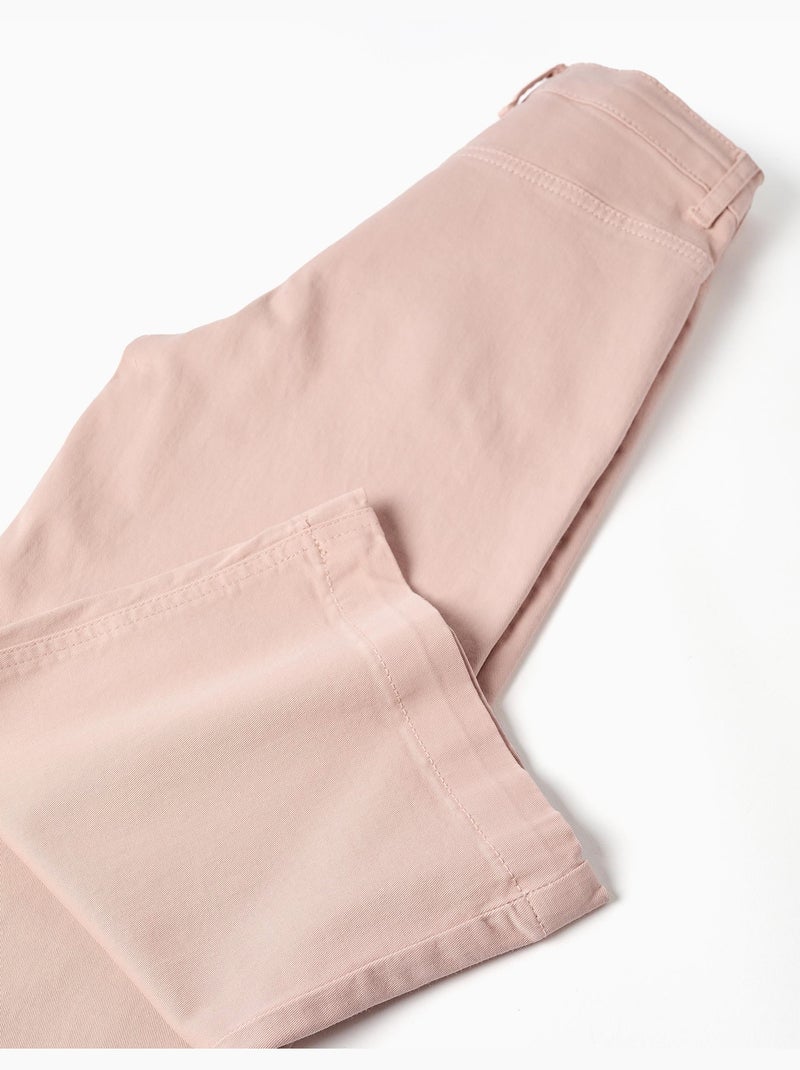 Wijde twill broek met voorzakken Lichtroze - Kiabi