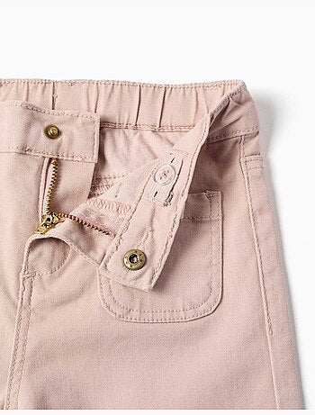 Wijde twill broek met voorzakken
