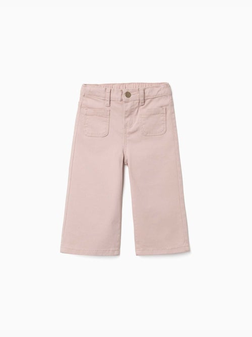 Wijde twill broek met voorzakken - Kiabi