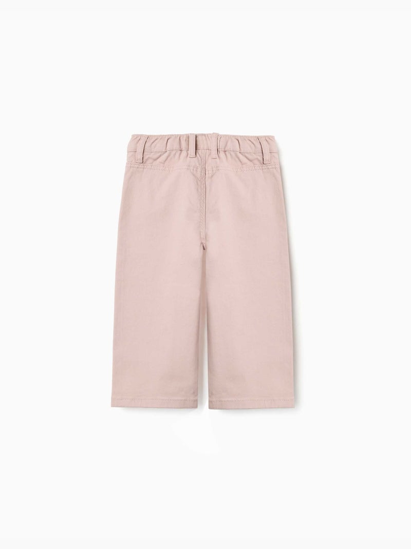 Wijde twill broek met voorzakken Lichtroze - Kiabi