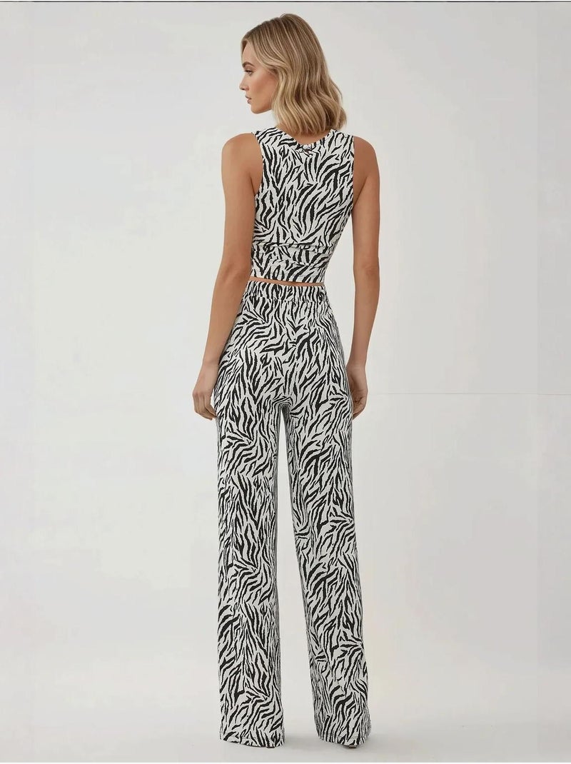 Wijde zebraprint broek Multicolor - Kiabi