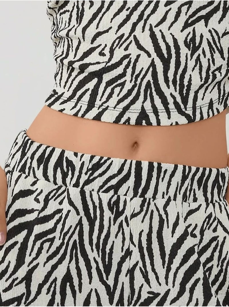 Wijde zebraprint broek Multicolor - Kiabi