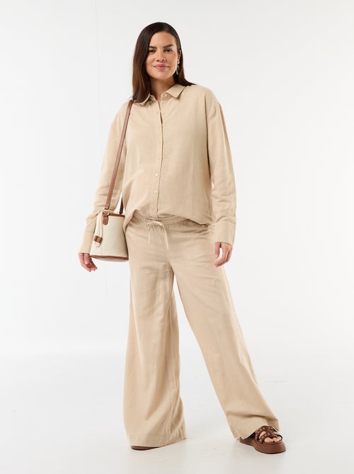 Wijde zwangerschapsbroek van linnenmix - Kiabi