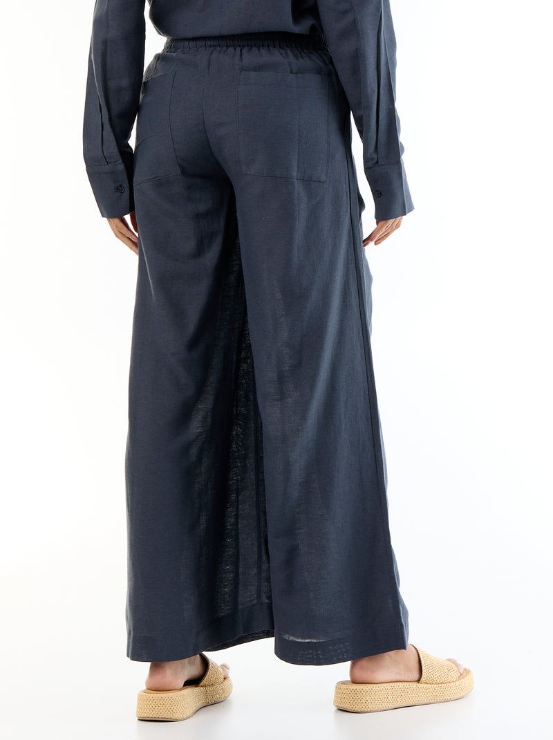 Wijde zwangerschapsbroek van linnenmix Blauw - Kiabi